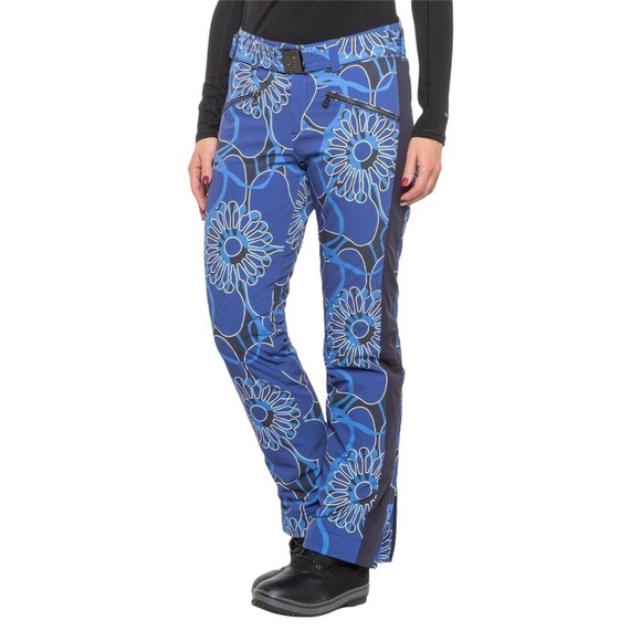 Bogner Mageli Stretch Blue Floral Print Ski Pants - Picture 3 of 5